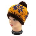 Hot Sale Jacquard Hand Knit Hat with POM POM